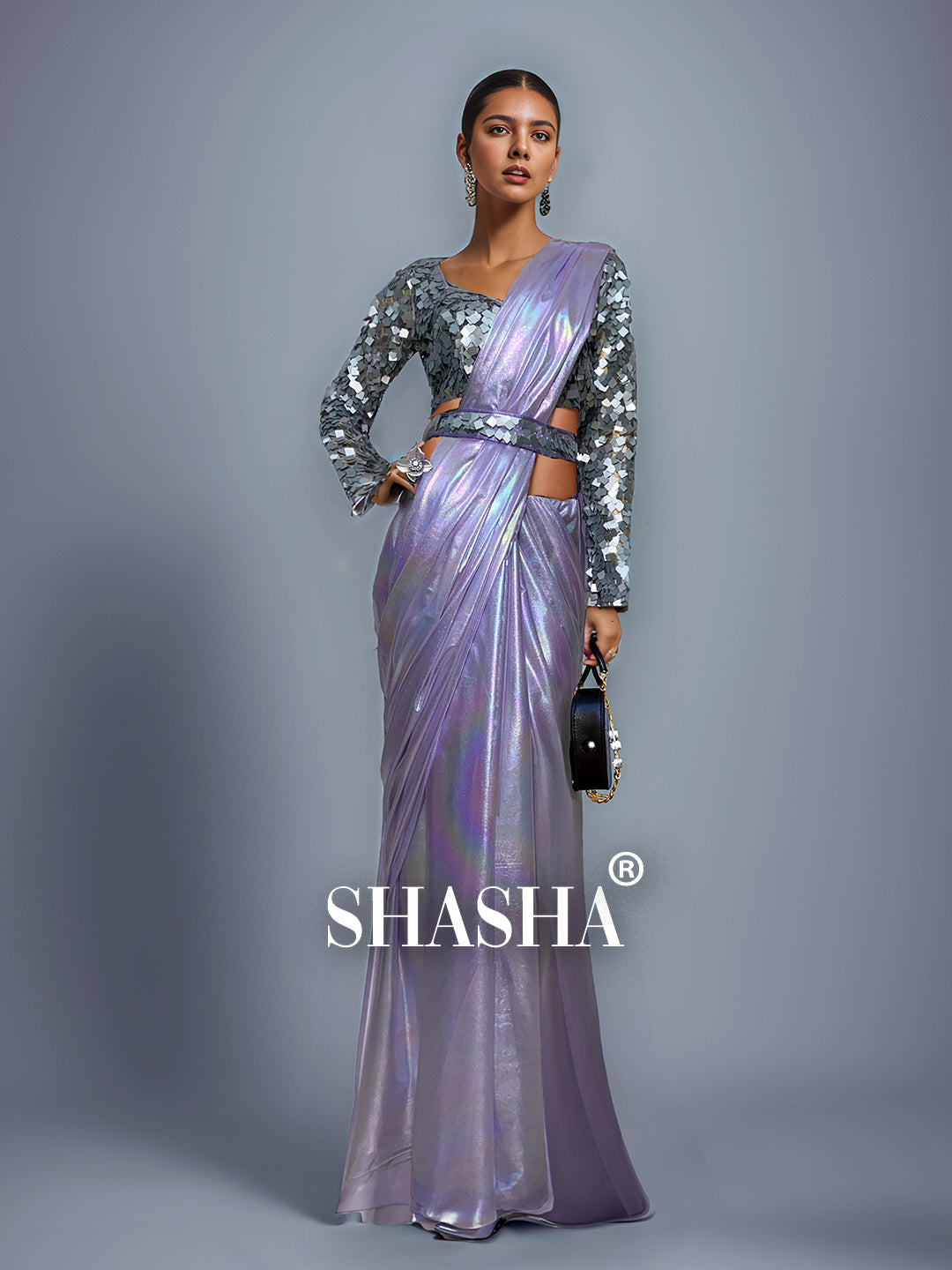 Lilac Marble Saree by Shasha