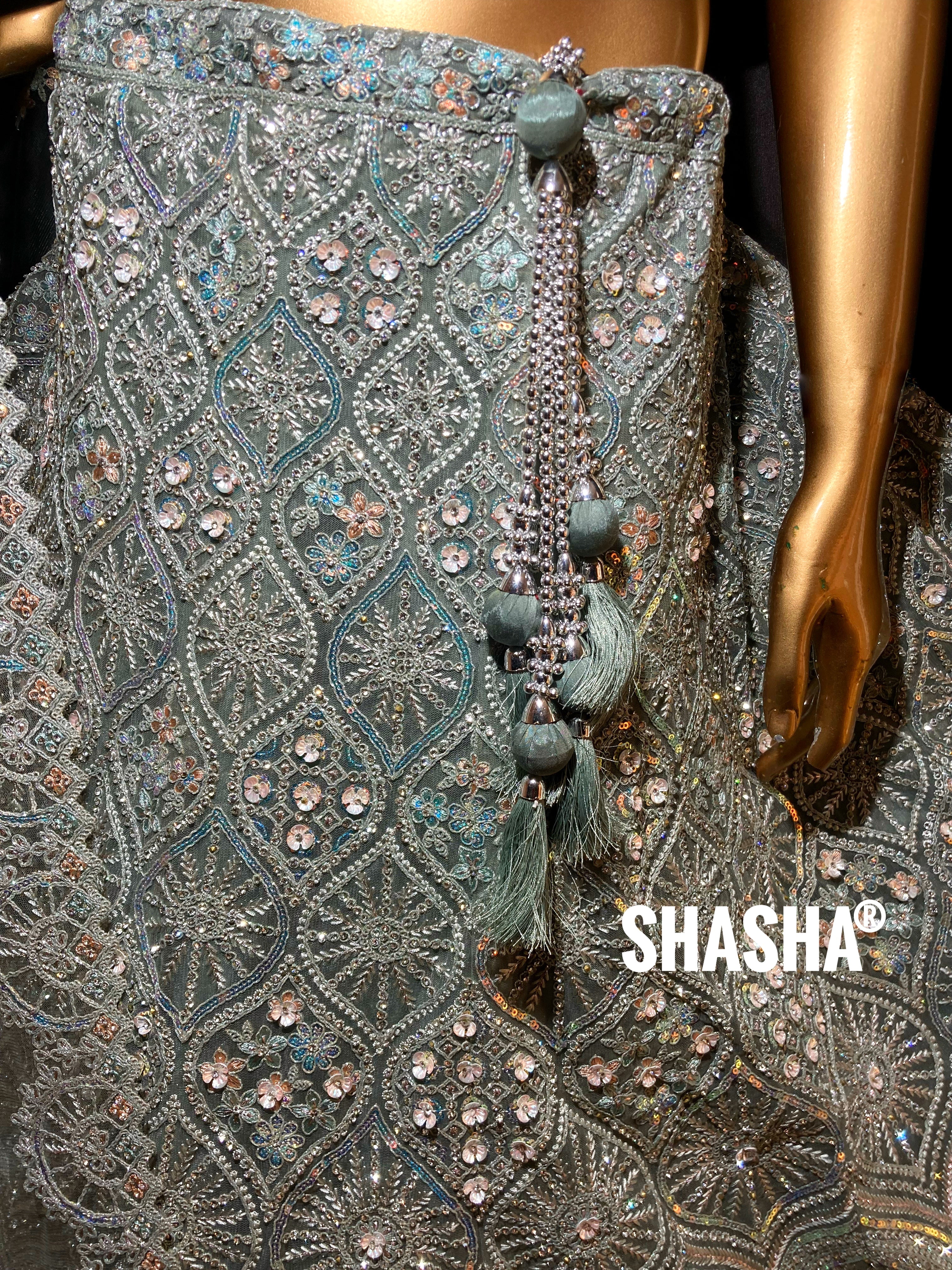 Silver Cham Cham Lehenga