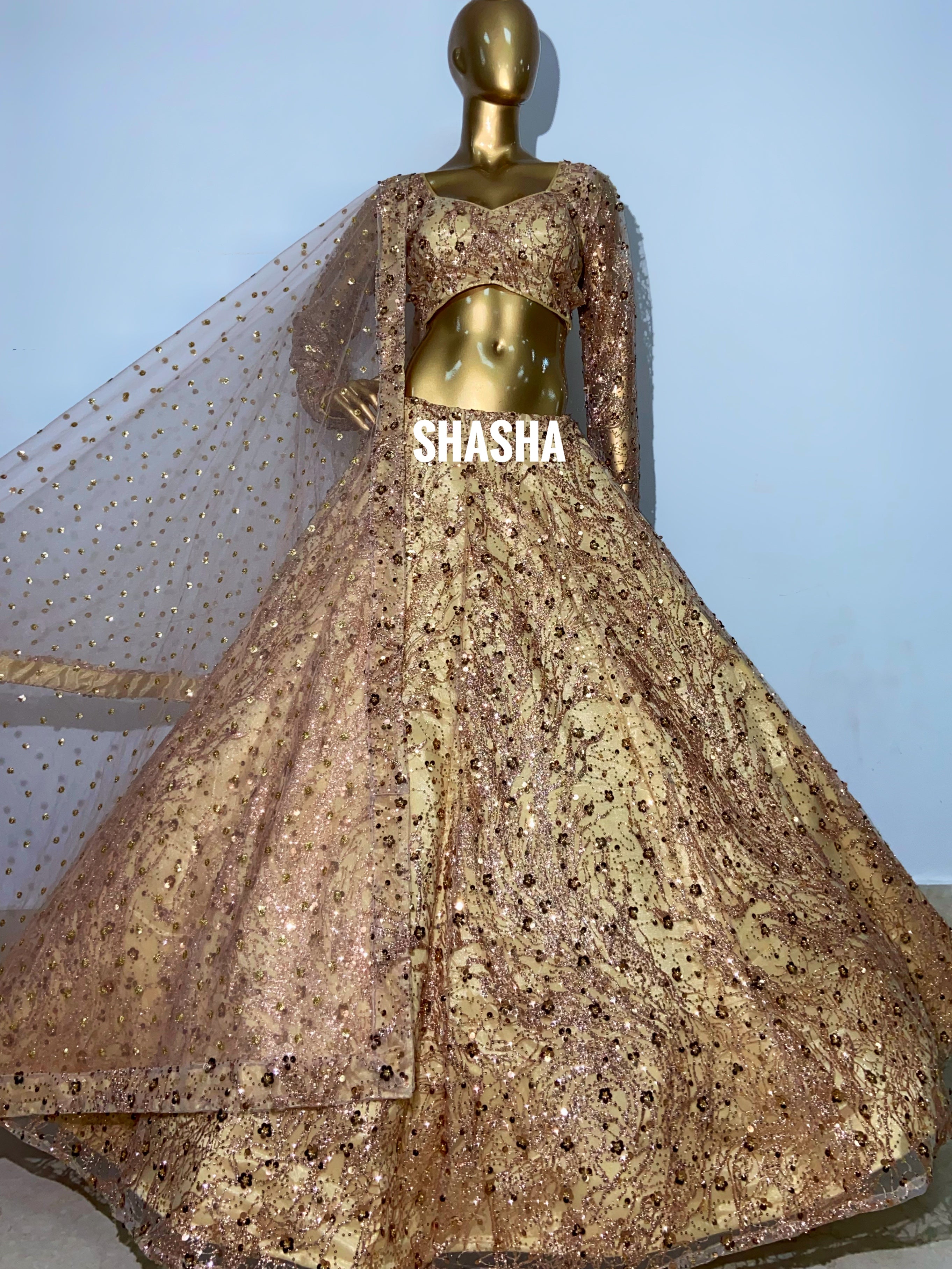 Champagne Gold Fantasy Lehenga