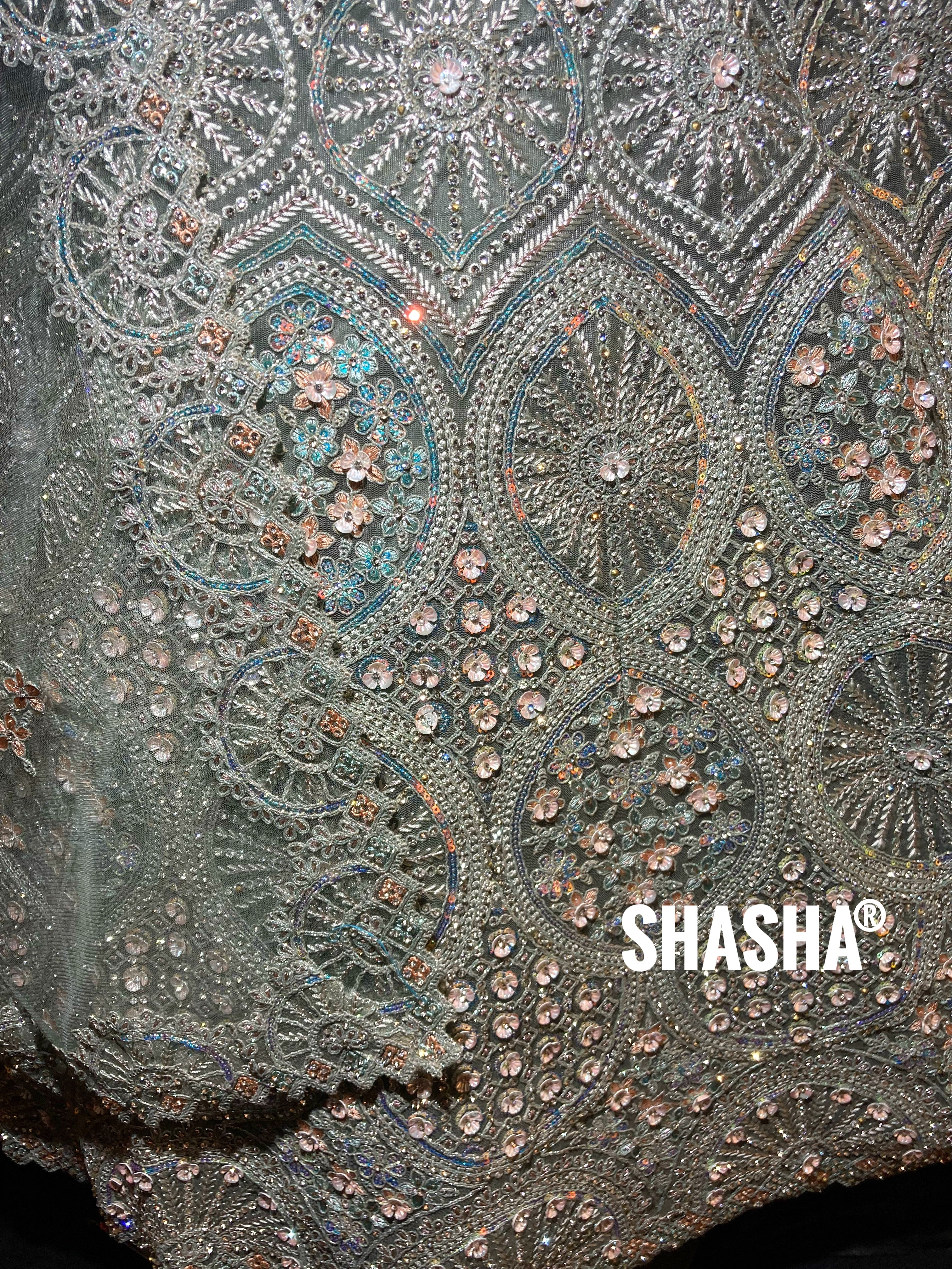 Silver Cham Cham Lehenga