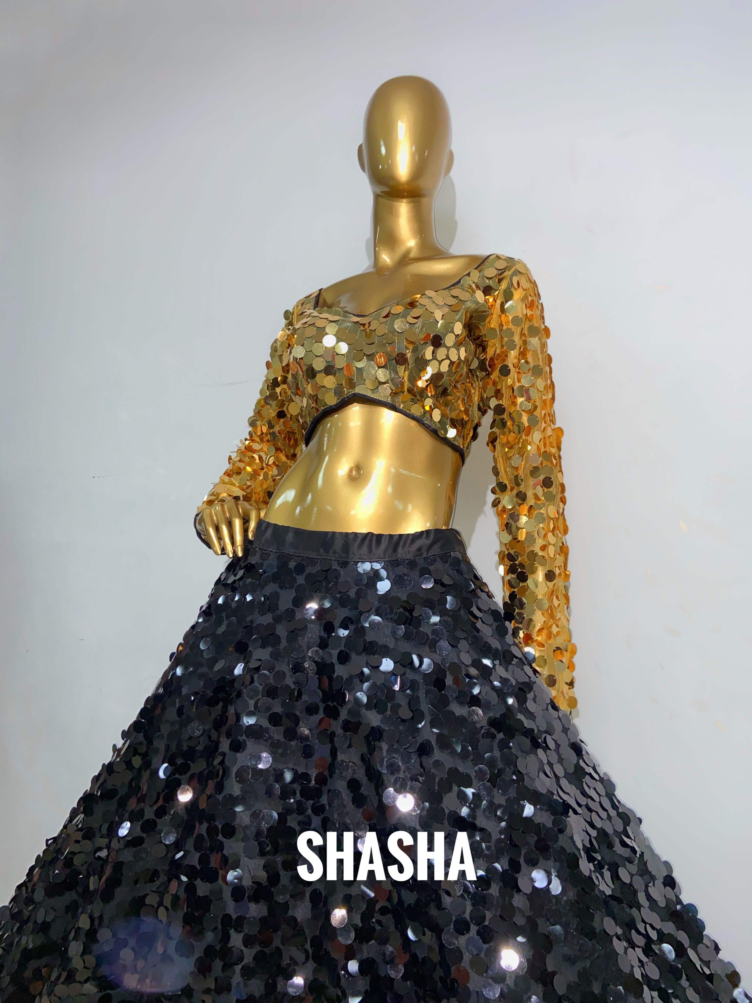 Golden Of Black Ocean Lehenga