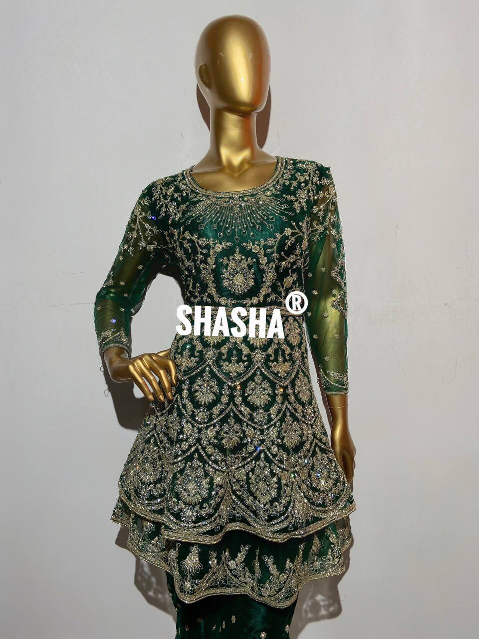 Shahi Libaz Version 4 Indo Western Green Dress