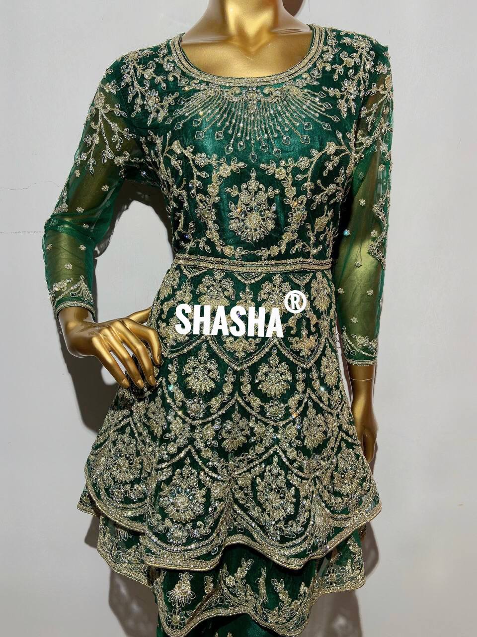 Shahi Libaz Version 4 Indo Western Green Dress